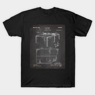 Table Tennis Patent - Ping Pong Fan Tennis Player Art - Black Chalkboard T-Shirt